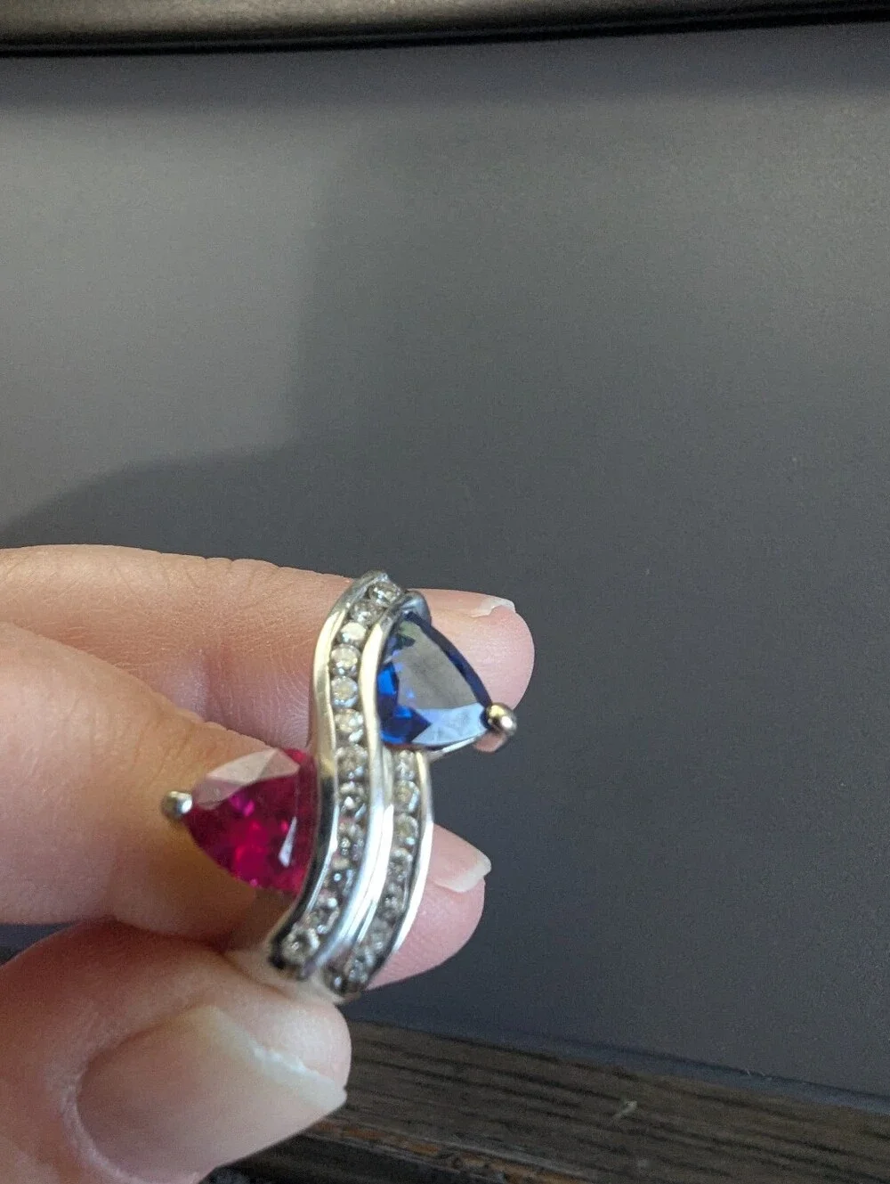 Created Sapphire & Created Ruby Ring with Diamonds Custom